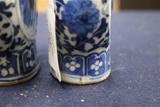 Two similar 19th century Chinese blue and white flasks tallest 16cm